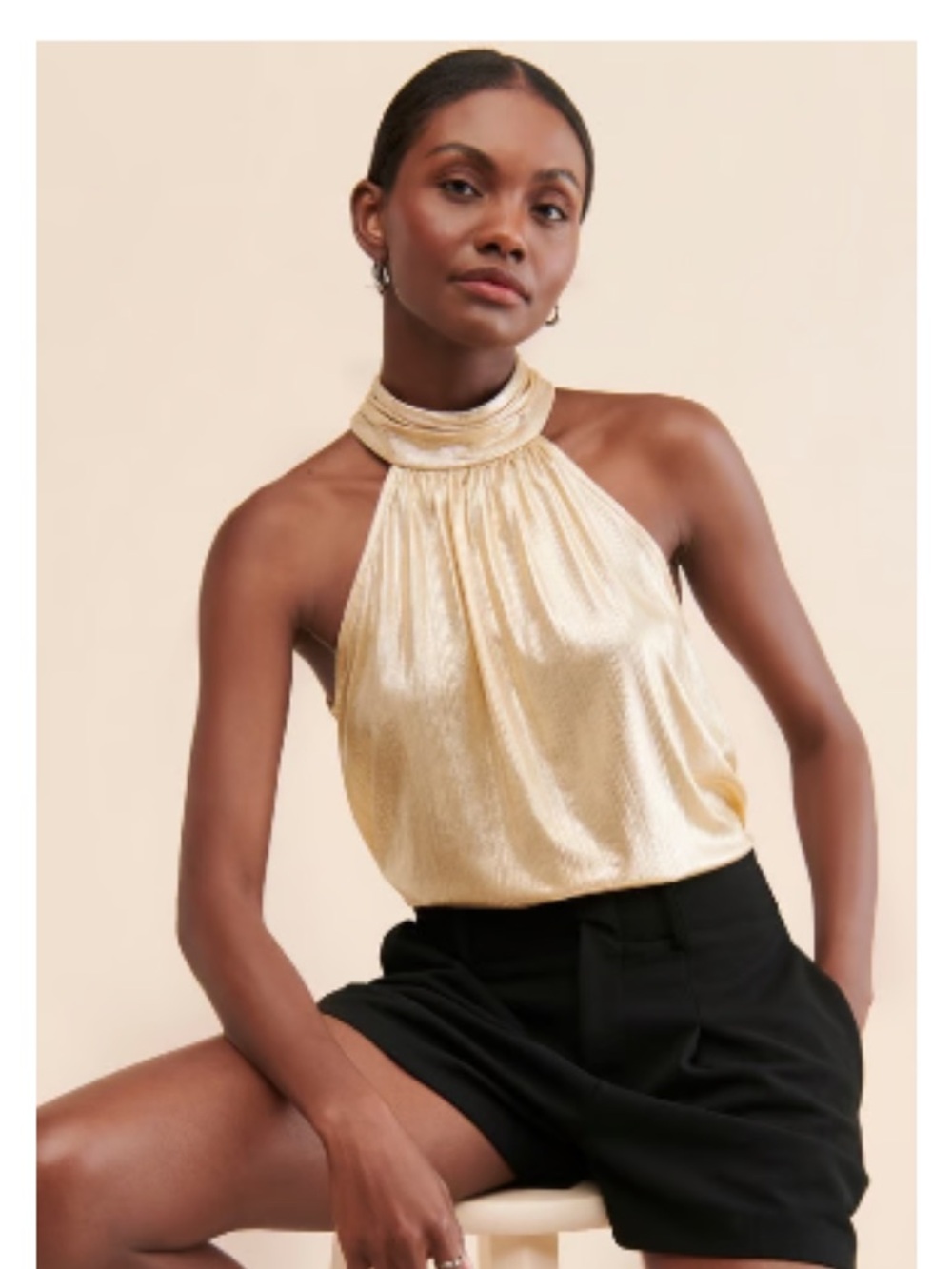 Sunday in Brooklyn Metallic Gold Halter Camisole